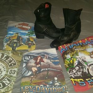 Harley Davidson boots and shirts